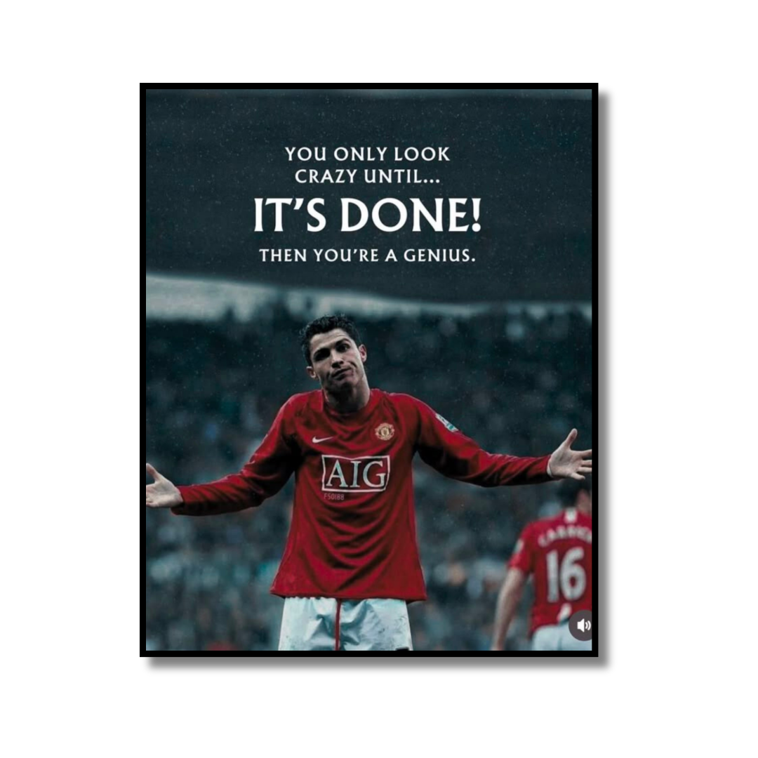 Cristiano Ronaldo "Prove Them All Wrong" Framed Poster β Motivational Football Wall Art for CR7 Fans