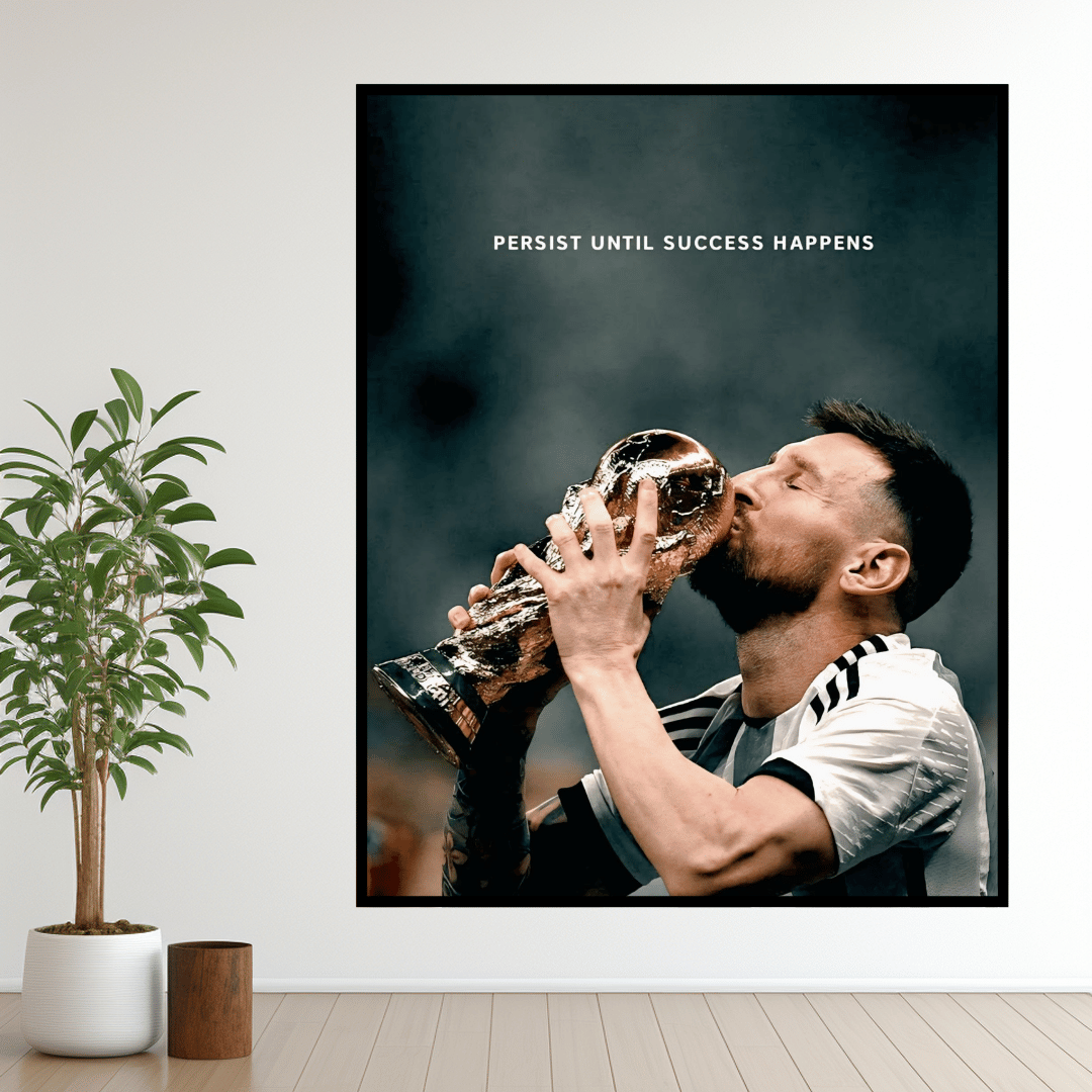 "Destiny Fulfilled" – Lionel Messi World Cup Victory Framed Poster