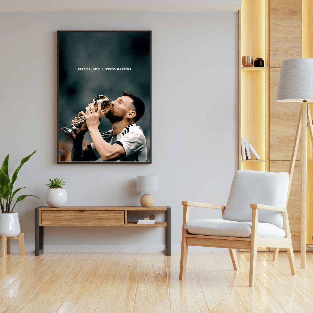 "Destiny Fulfilled" – Lionel Messi World Cup Victory Framed Poster