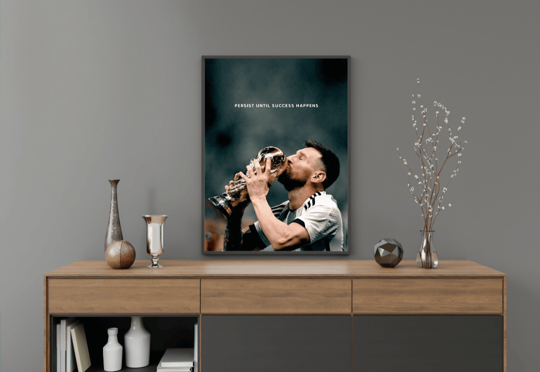 "Destiny Fulfilled" – Lionel Messi World Cup Victory Framed Poster