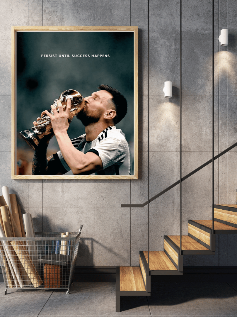 "Destiny Fulfilled" – Lionel Messi World Cup Victory Framed Poster