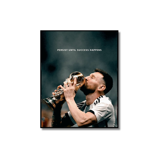 "Destiny Fulfilled" – Lionel Messi World Cup Victory Framed Poster