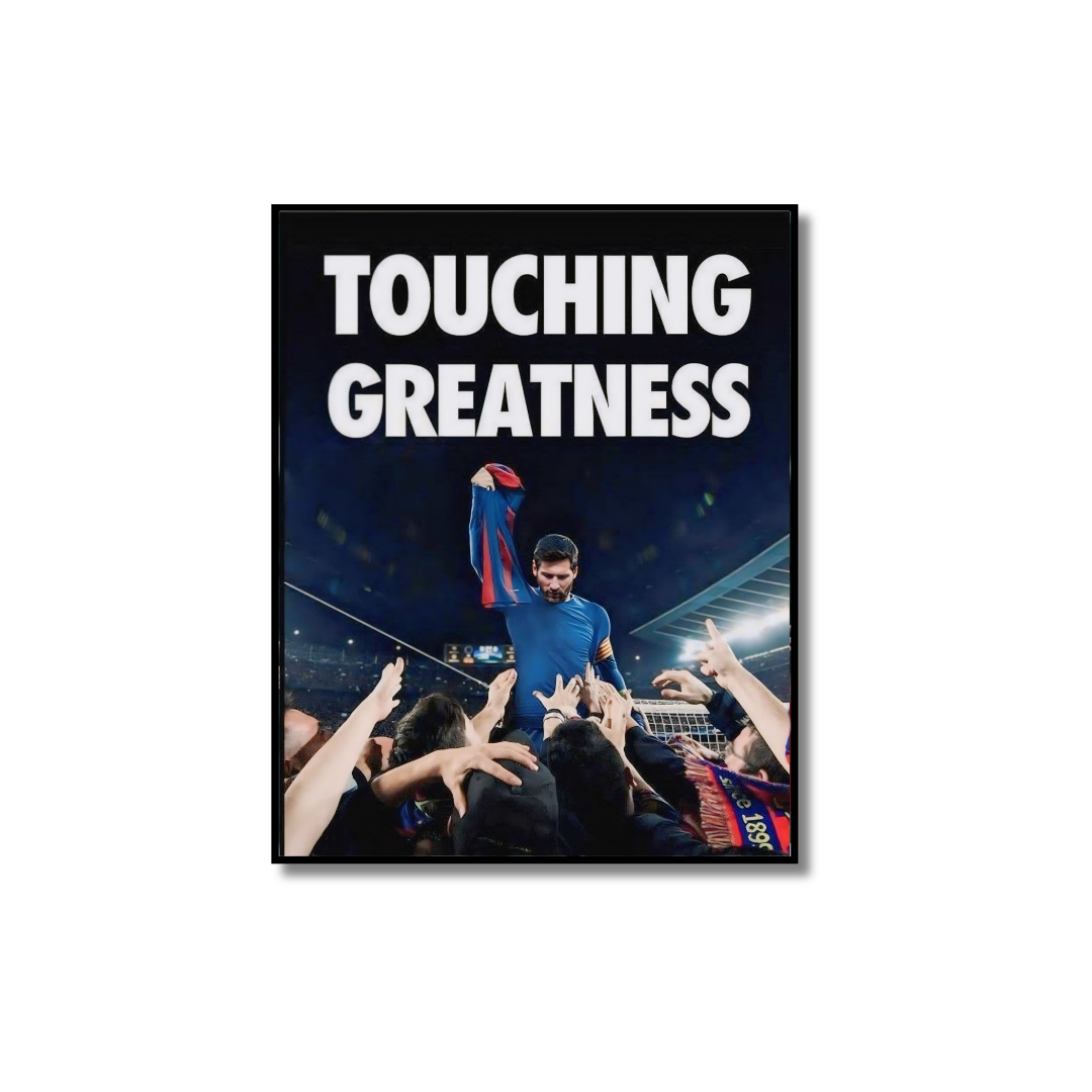 "Touching Greatness" – Lionel Messi Iconic Framed Poster